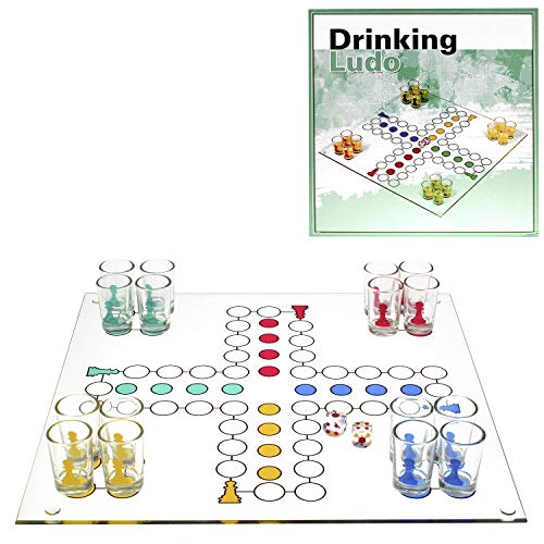 Preisvergleich Produktbild Relaxdays Ludo Trinkspiel / Saufspiel aus Glas