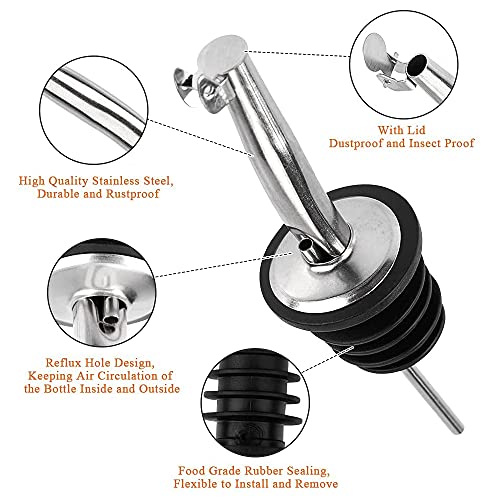 Lahviuu Fles Pourers,6 stuks RVS Speed Pourer met scharnierende Flip Top Cap,Freeflow Pourers Liquor Pourer,voor wijn… - Image 5