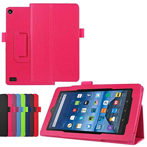 Luxury Folio Stand PU Leather Case Cover for Amazon Kindle New Fire 7 2015 HD7 SV98LN 7  (5th Generation, 2015 Release) (Peach Red)
