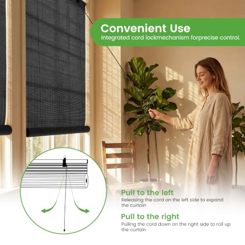 Image of BAYUE Bamboo Blinds, Roll Up Window Shades with Light Filtering for Home