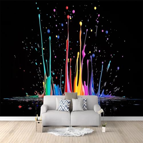 Large Wall Mural Abstract Paint Splash Printed Non Self Adhesive Wallpaper, Requires Glue Black Multi Panel Photo Wallpaper for Living Room Bedroom Wall Decor 138 x 101/350 x 256 cm(WxH)