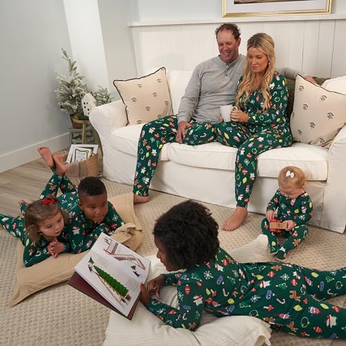 Gerber Baby Neutral Holiday Family Pajamas, Green, 12 Months - image 3