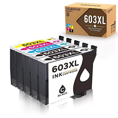 STAROVER 603XL Cartucho de Tinta Compatible para Epson 603 603 XL para Expression Home XP-2100 XP-2105 XP-3100 XP-3105 XP-4100 XP-4105 Workforce WF-2810 WF-2830 WF-2835 WF-2850