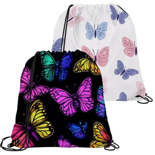 Sac à dos cordon papillon étanche lot de 2 - Grand sac de sport pliable multicolore mixte