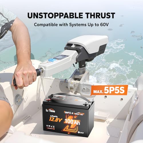 Image of Litime 12V 100Ah LiFePO4 Battery Bluetooth, 12 Volt Group 31 Trolling Motors Lithium Battery, Up to 15000 Deep Cycles, Low-Temp Protection for Boat, Marine, Yacht, Electric Outboard Motors (3-Pack)