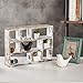 MyGift 9 Compartment Shabby White Washed Solid Wood Shadow Box, Wall Mountable Curio Display Case, Freestanding or Floating Shelf for Collectible Figurines, Succulents