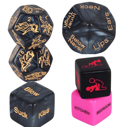 Date Night Dice Games for Couple Decision Dice Game for Romantic Ideas Funny Naughty Boyfriend for Him Acrylic Position Decision Toy (Black & Pink)