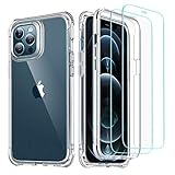 ESR Military-Grade 360° Hybrid Full-Body Protection Compatible with iPhone 12 Pro Max Case [10FT Drop Tested] [Heavy Duty Shockproof ] with [2 Tempered Glass Screen Protectors], 6.7' - Clear
