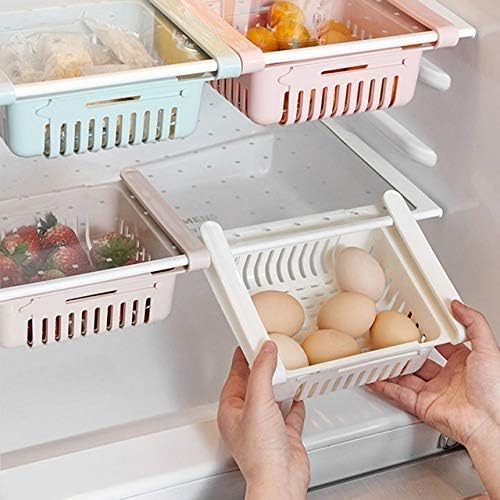 SONICKARTS v2mart Adjustable Fridge Rack Storage Basket Fridge Space Saver Organizer Slide Storage Rack Shelf Drawer | Fridge Racks Tray Sliding Storage Racks (Set of-6)