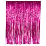 Set of 2 Fuchsia Foil Fringe Door & Window Curtain Party Decoration 3' X 8' (36