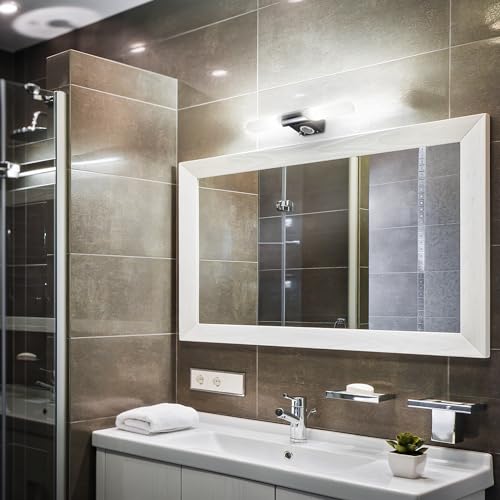 B.K.Licht - Spiegelleuchte Bad mit Steckdose, warmweiße Lichtfarbe, Kippschalter, Badezimmerlampe, Spiegellampe Bad, Lampe Badezimmer, Badlampe Wand, Wandlampe Badezimmer, 44,5x6x11 cm, Chrom