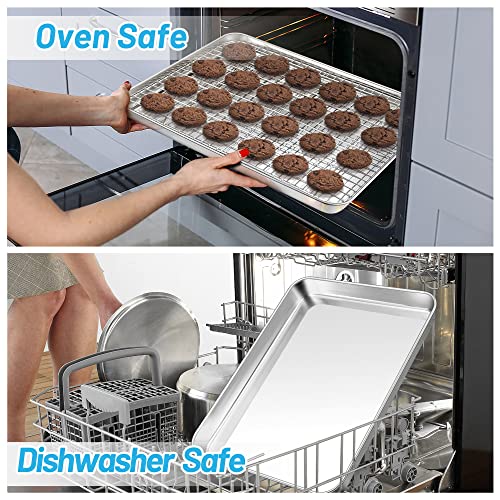 Teamfar Baking Sheet, 17.6’’ X 13’’ X 1’’ Stainless Steel Large Cookie Sheet Baking Tray Pan For Oven, Non-Toxic & Healthy, Rust Free & Heavy Duty, Mirror Finish & Dishwasher Safe #TOP2