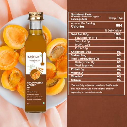 Image of Wood Pressed Apricot Kernel Oil | Cold Pressed Khubani (Khurmani) Seed Oil | Pure & Natural for Hair, Face, Skin, Body Massage & Daily Care | Rich in Vitamin A & E | 100 ml (Glass)