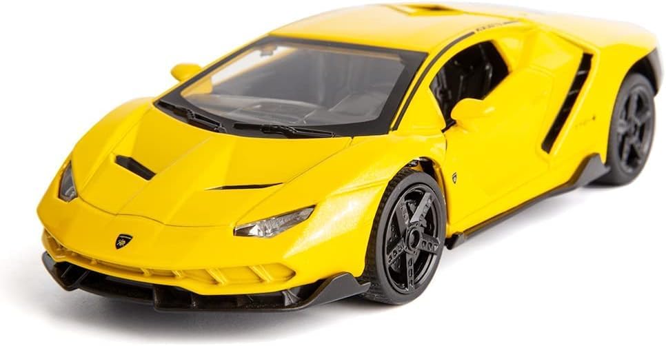Image of 1 /24 Scale Lamborghini LP770 Alloy Diecast Model Vehicles Pull Back Toy Car with Light and Sound for Kids Boys Gift (Yellow)