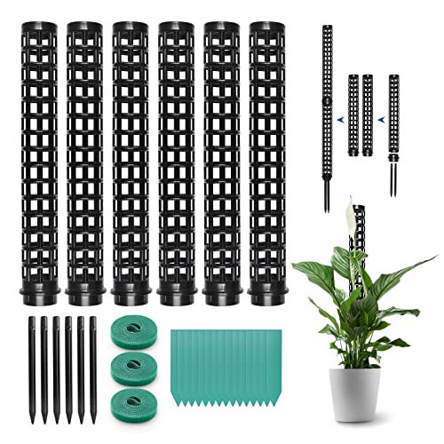 LangRay Rankhilfe Zimmerpflanze,6 Stück Moosstab für Monstera Rankhilfe Pflanzenstab aus Kunststoff Rankhilfen für Kletterpflanzen Pflanzstab Pflanzenstütze Kletterhilfe Moss Pole Garten Schwarz 150cm