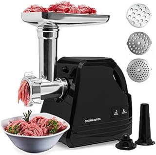 Andrew James Electric Meat Grinder , Sausage Maker, Meats Mincer, Food Grinding, Mincing Machine with Sausages Nozzle and Kibble Attachment, Poweful Copper Motor