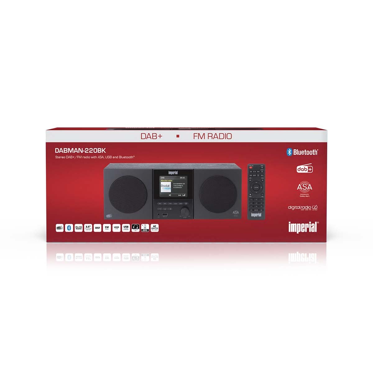 Imperial DABMAN-220BK radio DAB Plus FM – Bluetooth V5.3 – odtwarzanie przez USB i funkcja ładowania – duży kolorowy wyświetlacz TFT – głośnik 2 x 5 W – funkcja budzika – kolor czarny