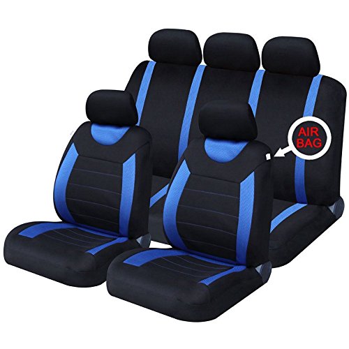 Ukb4C Blue Full Set Front & Rear Car Seat Covers