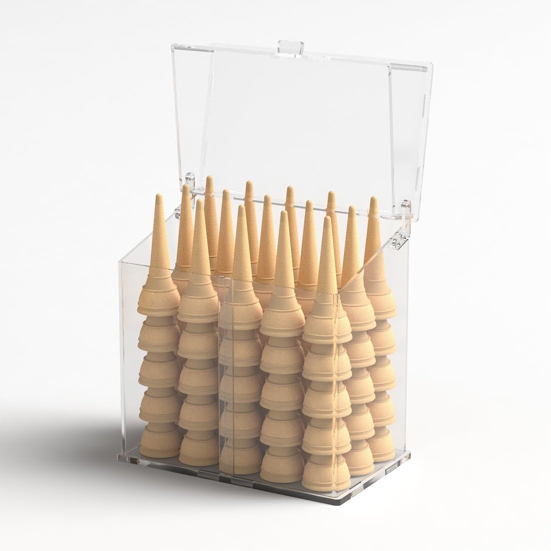 Porta coni porta cialde gelato in plexiglass trasparente - Misure: 32x20x H36 cm