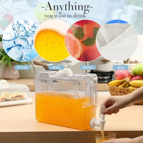 Image of Funnymoom 6 Pcs Drink Water Dispenser for Fridge 0.8 Gallon Beverage Dispenser with Spigot Plastic Reusable Refrigerator Water Dispensers Waters Jug Container for Party Outdoors Camping Hiking Home