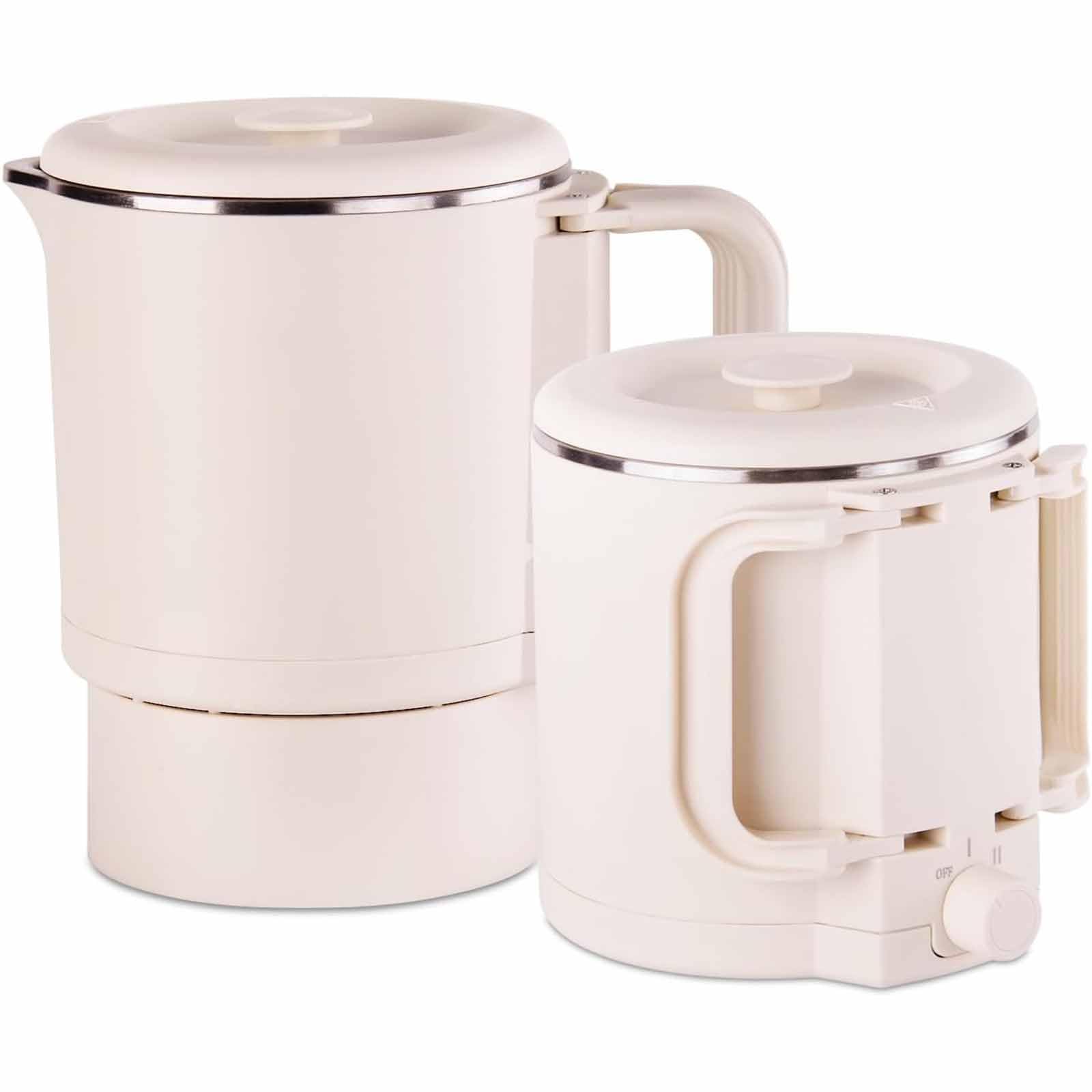 Tazweeq Small Portable Electric Kettle, 0.8L Foldable Mini Travel Electric Kettle, 304 Stainless Steel Multifunctional Foldable Electric Cooker