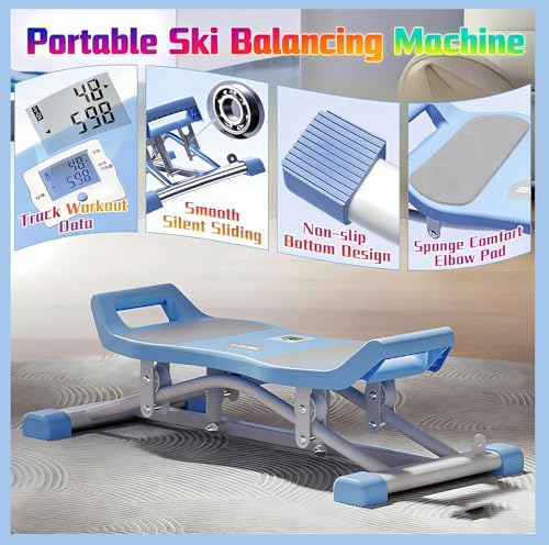 Plataforma Vibratoria Simulador de Esquí con Monitor LCD, Máquina de Esquí Interior Plegable con Bandas de Resistencia, Entrenador de Equilibrio para Torso y Ejercicio Integral, Capacidad 150 kg miniatura 2