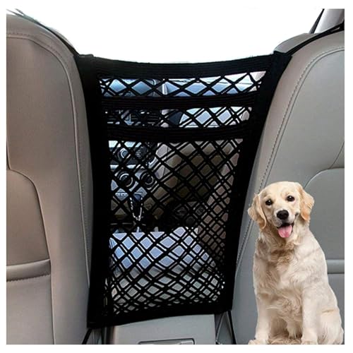 DYKESON Pet Barrier Dog Car Net Barrier with Car Mesh Organizer Baby Stretchable Storage Bag Universal for Cars, SUVs -Easy Install,Safer to Drive with Pets and Children, 3 Layer S