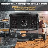 URVOLAX Bezprzewodowa kamera cofania, cyfrowy zestaw kamery cofania, monitor 17 cali i kamera parkingowa IP69, wodoodporna kamera cofania, noktowizor 1080p HD, szeroki kąt 170°, pasuje do przyczep
