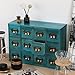 GoooodGift Apothecary Drawers Apothecary Cabinet with Drawers Card Catalog Cabinet Wooden Card Catalog Wooden Storage Box for Desktop Organizer (Blue12)