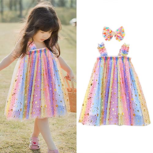 Vestidos de casamento para noivas, meninas, meninas, sem mangas, arco-íris, tingido, estrela, lantej