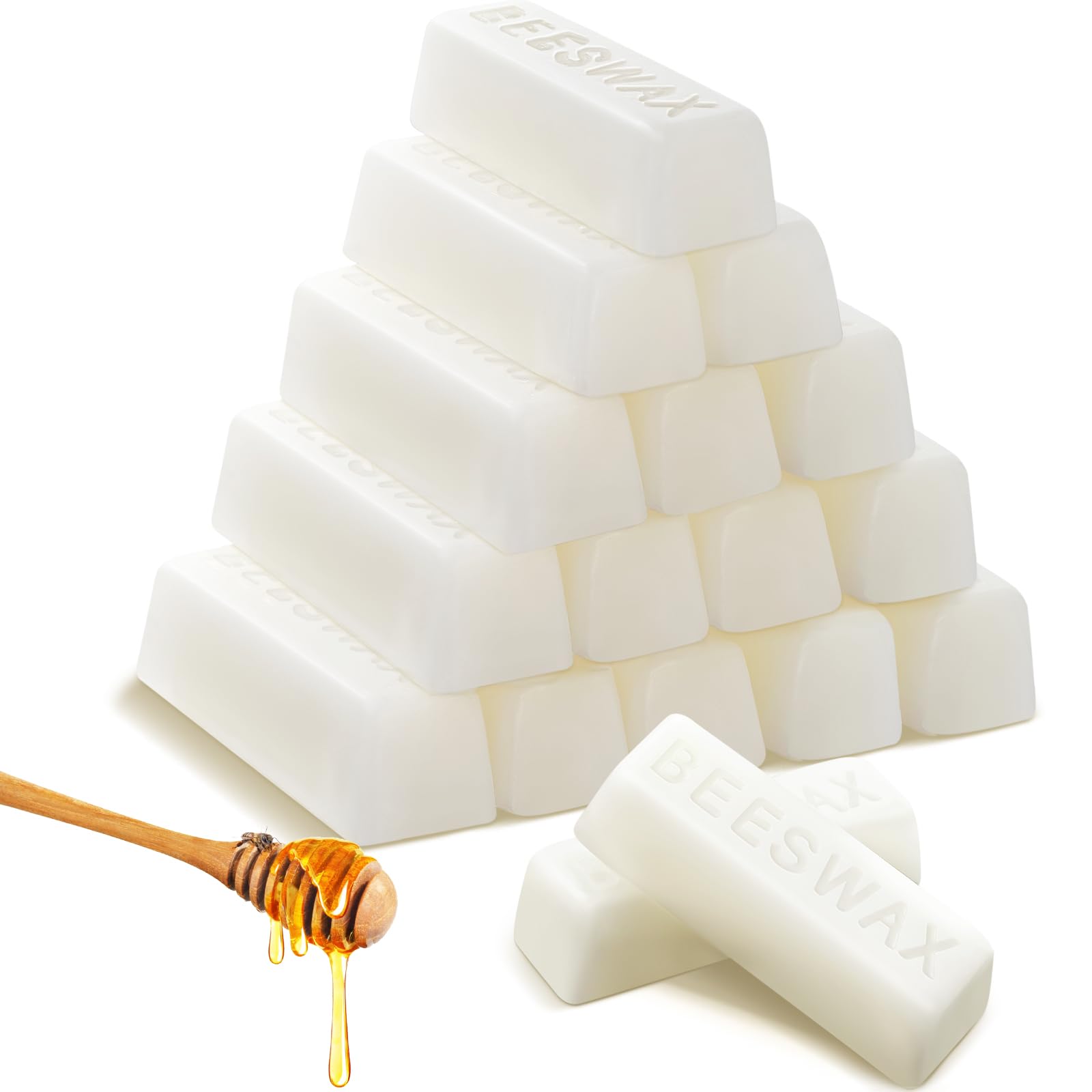 Treela 24 x 1 oz White Beeswax Bars Pure Natural Beeswax Bars Cosmetic Grade Triple-Filtered for Candle Making Skincare Lip Balm Lotion Furniture