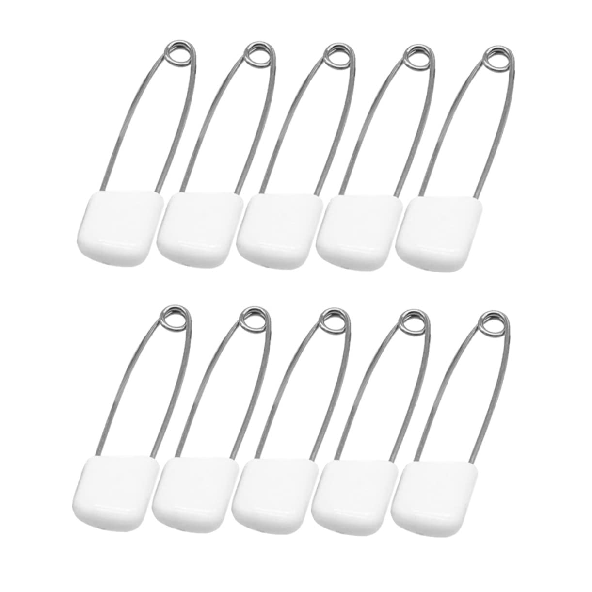 HOODANCOS 50 Pcs 55mm Plastic End Stainless Steel Safety Pins for Cloth Diapers Locking Heads -