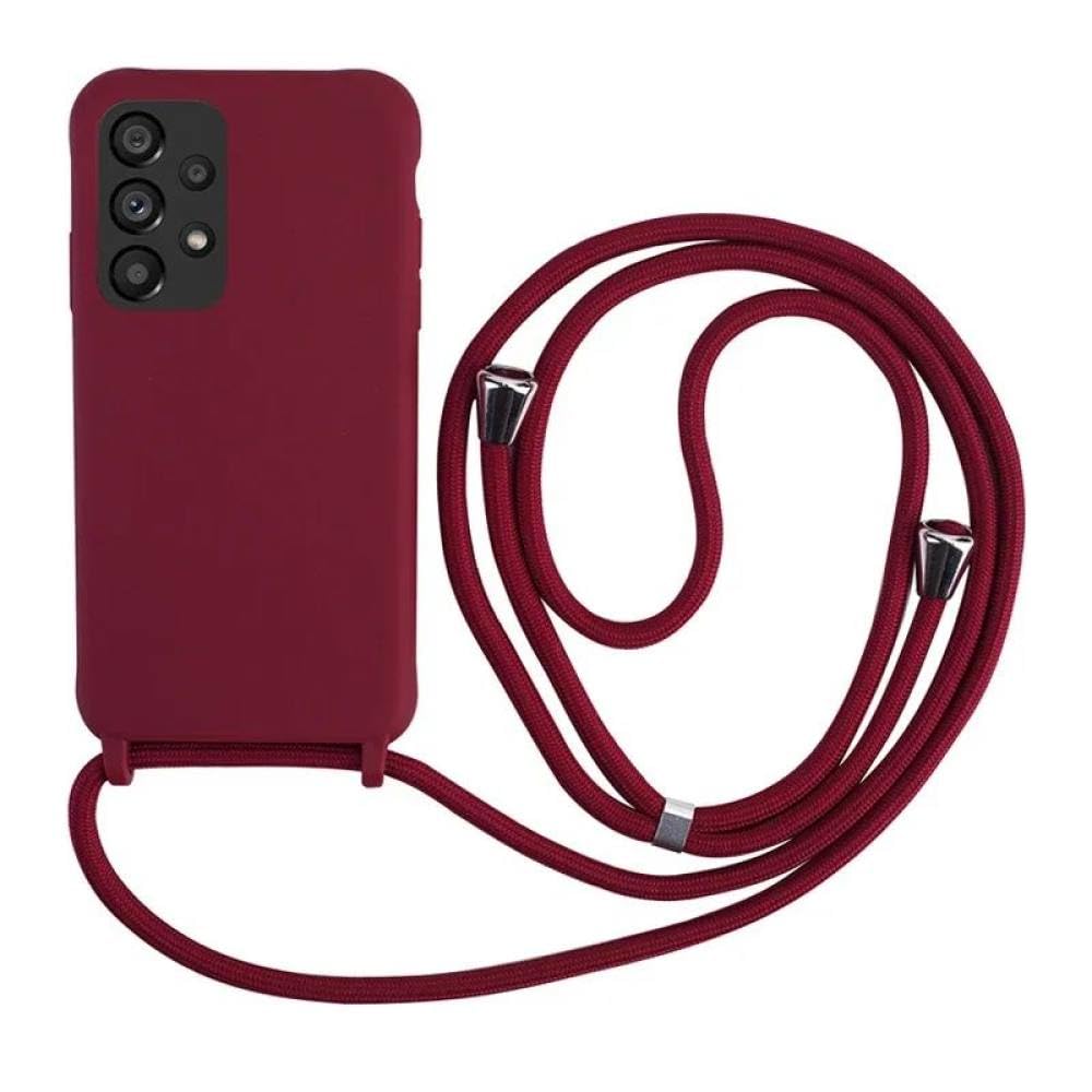 Coque cordon Samsung A73 évite chutes étui souple vin rouge