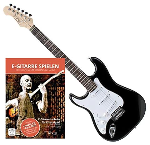 Rocktile Pro ST3-BK dla leworęcznych (Lefty) gitara elektryczna czarna + szkoła gitarowa