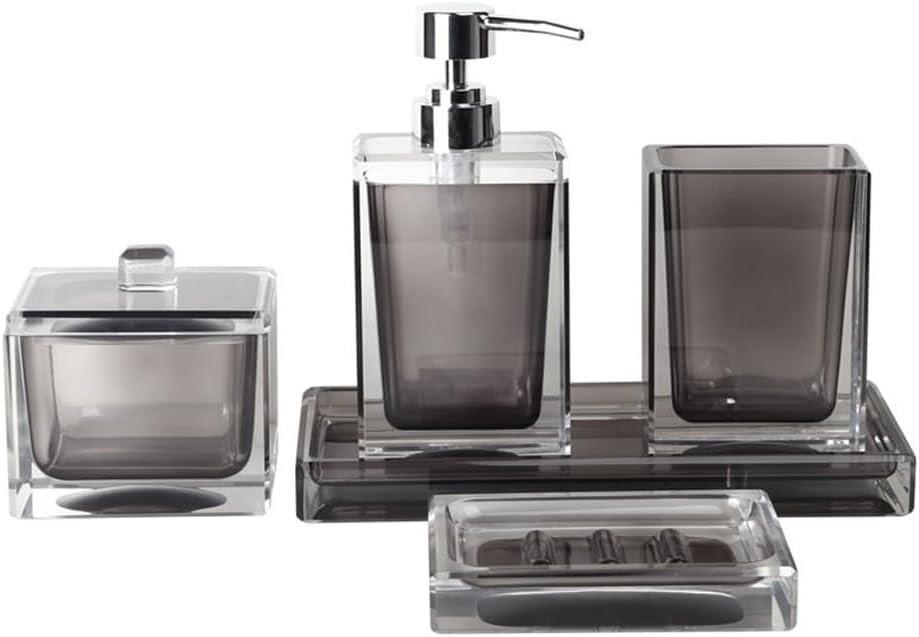 Resin Bathroom Toiletry Set Mouth Cup Liquid Soap Bottle Soap Dish Cotton Swab Box Tools Restroom Accessories