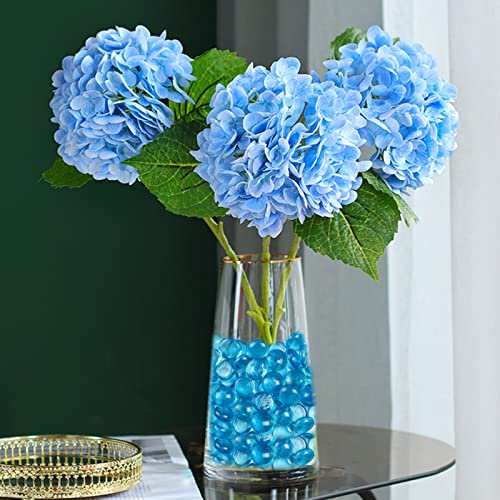Image of 5 LB Sea Blue Glass Gems Flat Marbles with 1 Pc Large Inspirational Beads | Vase Fillers, Aquarium Fish Tank Pebbles,Fountain Stones,Floral Arrangement,Mosaics Crafts,Fire Glass Drops