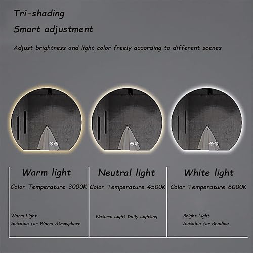 Miniatura 6 de Espejo de baño LED de 40 pulgadas, espejo de tocador de baño de media luna, antiempañamiento, espejo de pared con luces, espejo semicírculo de luz