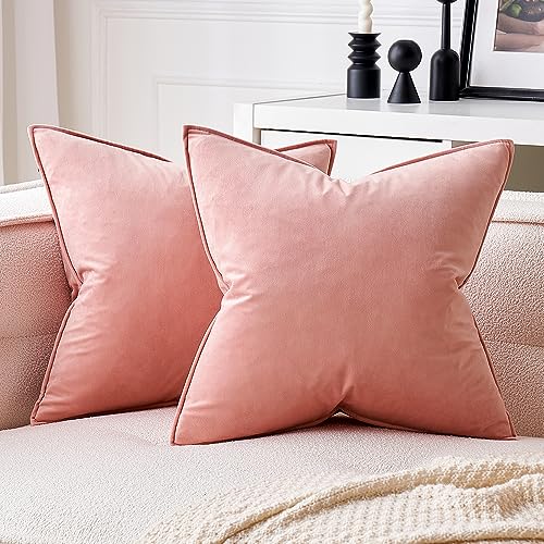 MIULEE Decorative Dark Pink Velvet Throw Pillow Covers for Couch 18x18 Inch