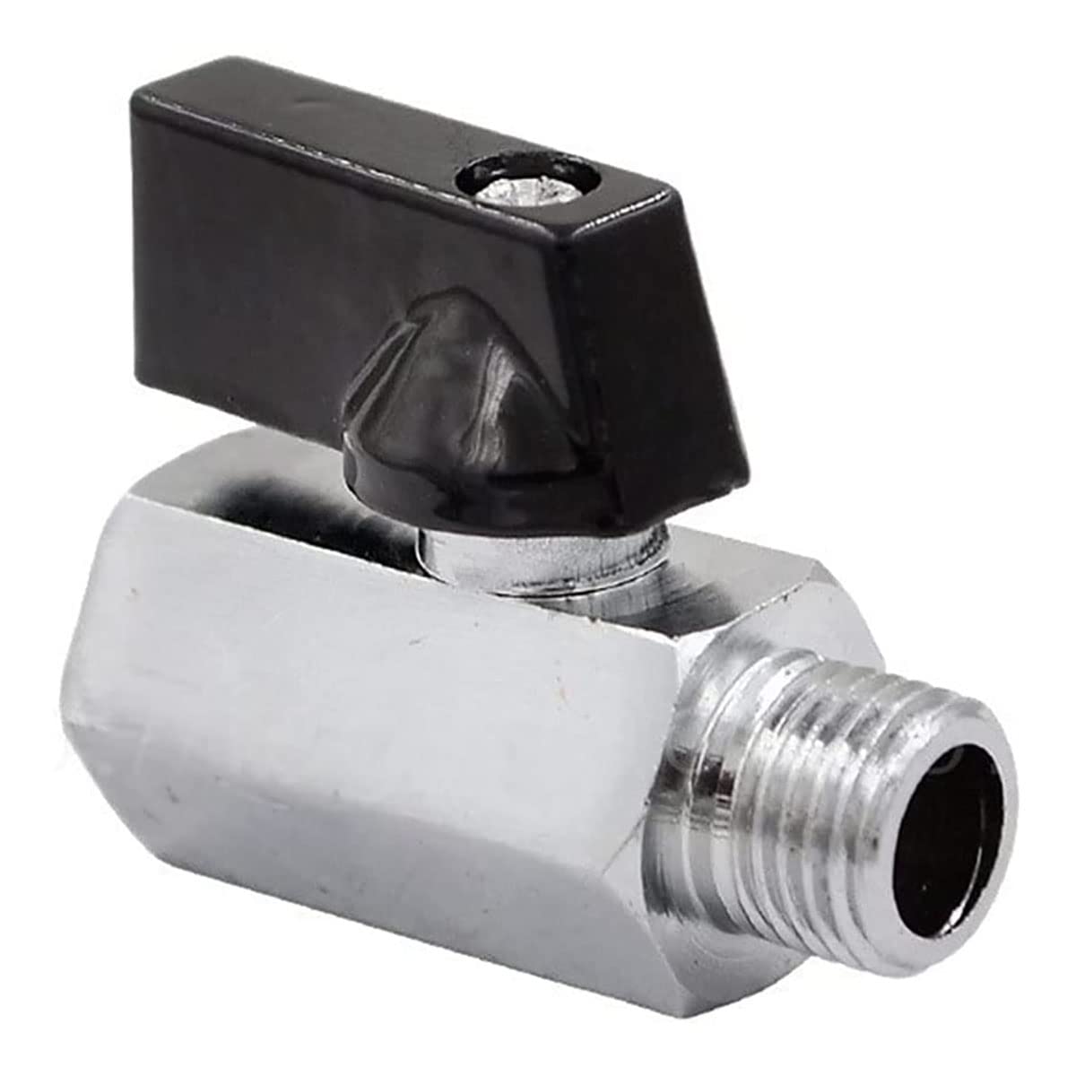 Mini Robinet à Bille Fileté 3/8 Mâle Femelle BSP Vanne Laiton Nickelé
