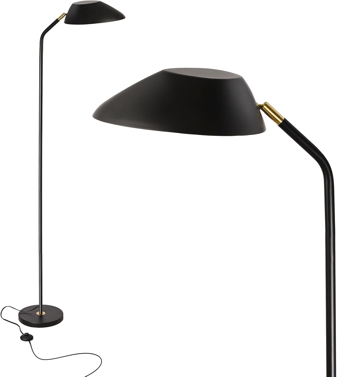 Industrial Minimalist Metal Floor Lamp Matte Black, Modern 67'' Standing Lamp for Reading, Bedside, Living Room, Foot Pedal Switch