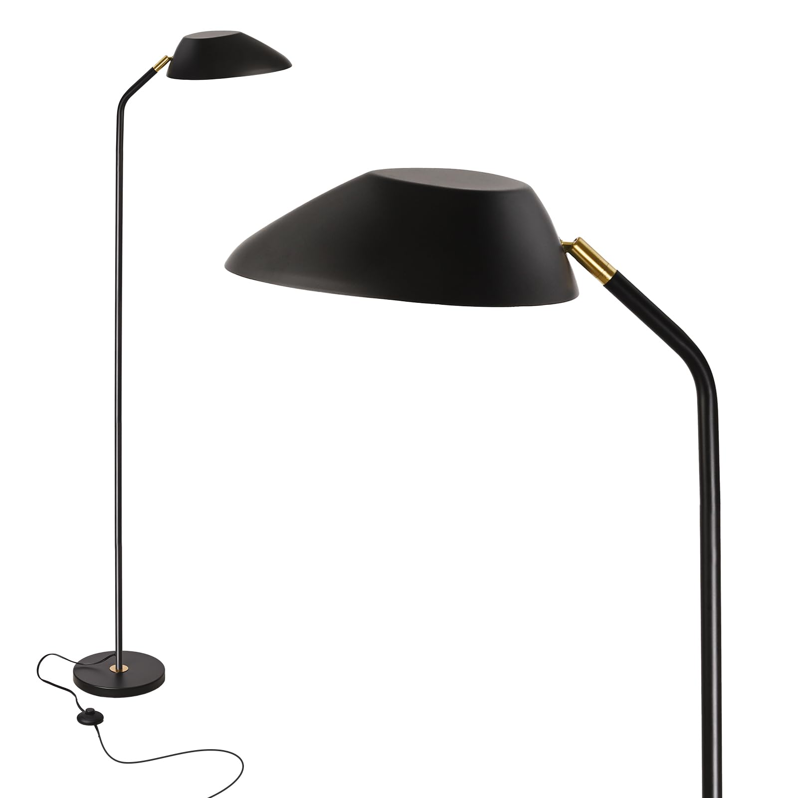 Lámpara de pie minimalista de metal negro mate con acabado de alta calidad 8