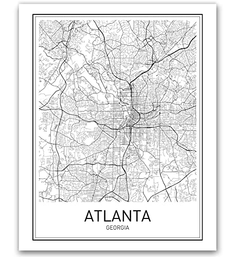 Atlanta Poster Map of Atlanta Map City Map Posters Modern Map Art City Prints Atlanta Art Minimal Print Atlanta Georgia City Poster City Map Wall Art Minimalist Posters 8x10