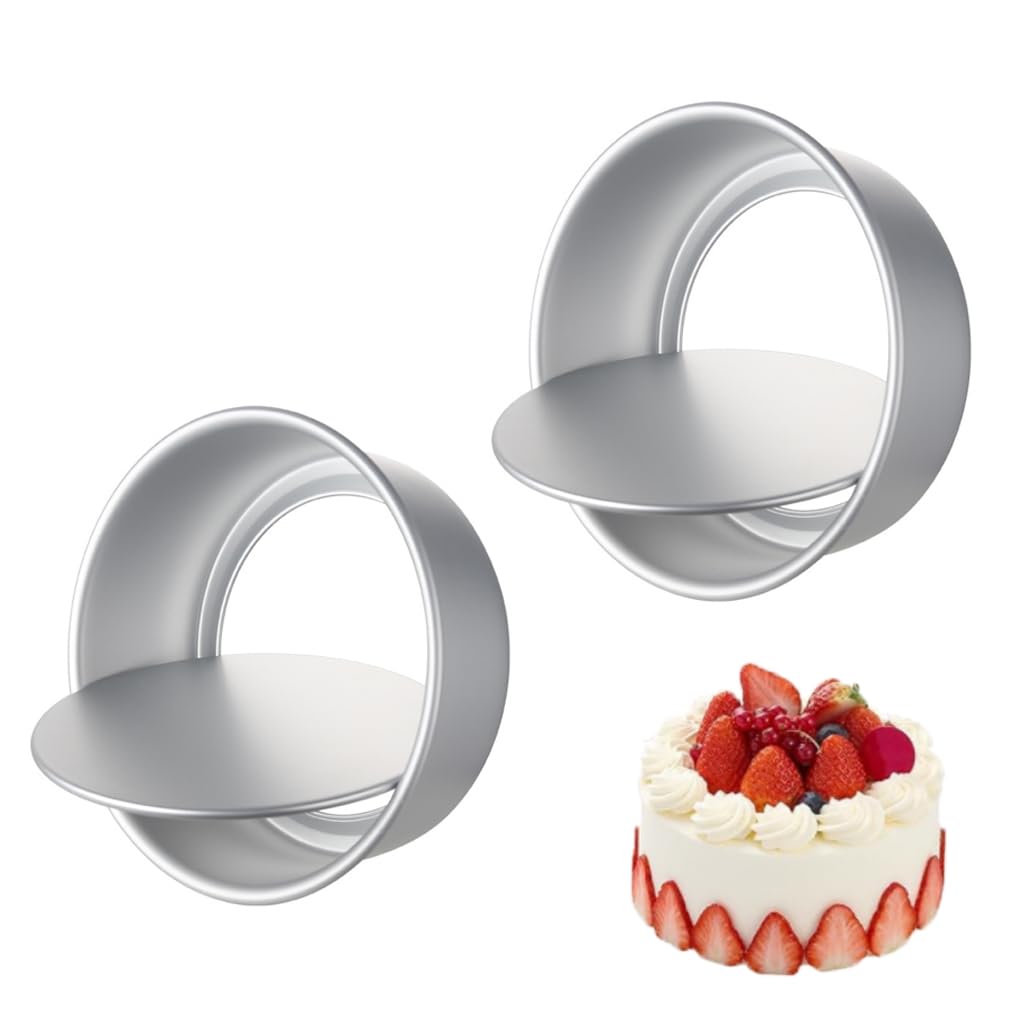 Round Cake Tins - Non-Stick Deep Aluminum Round Cake Pan with Removable Base, Layer Cake Baking Tins with Removable Bottom, Deep Bakeware Moulds for Christmas, Birthday, Wedding Cake Baking (6 Inch)