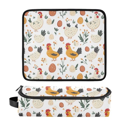 Bolso de viaje resistente al calor Rooster Chicken Marble para herramientas de cabello, con tapete aislante para planchas, rizadores y accesorios de cuidado capilar miniatura 3