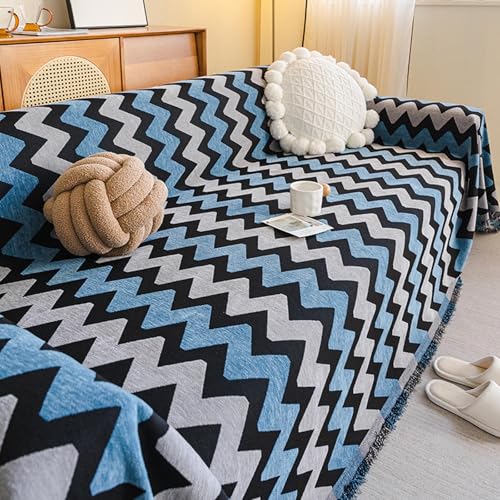 Housse de canapé en chenille navy 180x130cm lavable pour angle en L