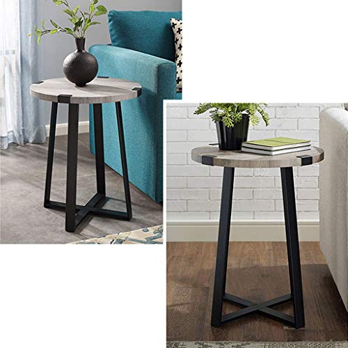Table basse ronde bois vintage meuble salon industriel rustique pour décoration maison