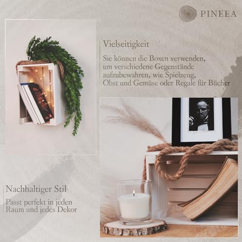 PINEEA Holzkiste Klein - Weinkisten Holz - Deko Holzkisten - Weinkiste Holzbox – Obstkiste Vintage – Kiste Weiß 30x20x15