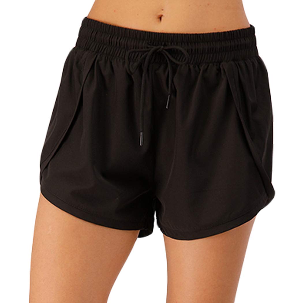 HANMAX Womens 2 in 1 Shorts Drawstring Waist Quick Dry Sport Yoga Shorts with Lining