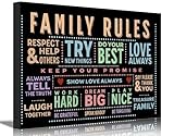 Family Rules Canvas Wall Art Family Inspirational Quotes Wall Decor Picture Colorful Uplifting Man Cave Poster Print Painting for Home Office Bedroom Living Room Home Decorate Prepare To Hang