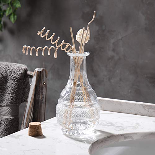 Mygift Antique Embossed Apothecary Glass Bottle - Mini Decorative Reed Diffuser Bottles With Cork Lid, Set Of 2 #TOP1